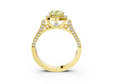 Yellow gold Fancy Yellow Oval Cut Halo Round Diamond Twist Band with Four-Prong Setting_3