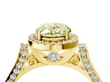 Yellow gold Fancy Yellow Oval Cut Halo Round Diamond Twist Band with Four-Prong Setting_4