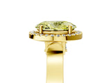Yellow gold Fancy Yellow Oval Cut Halo Round Diamond Twist Band with Four-Prong Setting_5
