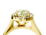 Yellow gold Fancy Yellow Oval  Cut Halo Solitaire Engagement Ring with Square Band and Four-Prong Setting_70
