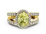 Yellow gold Fancy Yellow Oval  Cut Halo Split Shank Diamond Ring with Four-Prong Setting_45