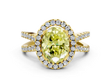 Yellow gold Fancy Yellow Oval  Cut Halo Split Shank Pave Set Ring_62