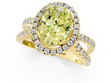 Yellow gold Fancy Yellow Oval  Cut Halo Split Shank Pave Set Ring_63