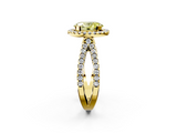 Yellow gold Fancy Yellow Oval  Cut Halo Split Shank Pave Set Ring_64