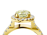 Yellow gold Fancy Yellow Oval  Cut Halo Split Shank Pave Set Ring_66