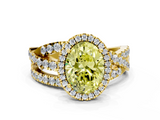 Yellow gold Fancy Yellow Oval  Cut Halo Split Shank Prong Setting Ring_58