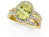 Yellow gold Fancy Yellow Oval  Cut Halo Split Shank Prong Setting Ring_59