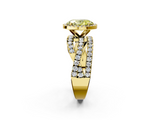 Yellow gold Fancy Yellow Oval  Cut Halo Split Shank Prong Setting Ring_60