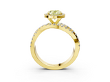 Yellow gold Fancy Yellow Oval  Cut Halo Split Shank Prong Setting Ring_61