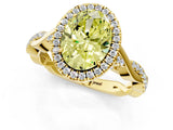 Yellow gold Fancy Yellow Oval Cut Halo Twist Band with Four-Prong Setting_1