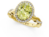 Yellow gold Fancy Yellow Oval  Cut Halo Twisted Band Four-Prong Ring_21