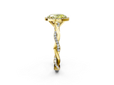 Yellow gold Fancy Yellow Oval  Cut Halo Twisted Band Four-Prong Ring_22