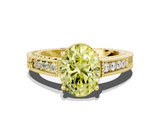 Yellow gold Fancy Yellow Oval  Cut Milgrain Channel Set Engagement Ring with Solitaire Prong Setting_80