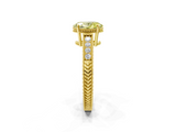 Yellow gold Fancy Yellow Oval  Cut Milgrain Channel Set Engagement Ring with Solitaire Prong Setting_81