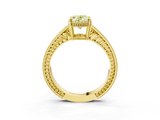 Yellow gold Fancy Yellow Oval  Cut Milgrain Channel Set Engagement Ring with Solitaire Prong Setting_84