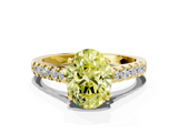 Yellow gold Fancy Yellow Oval  Cut Pavé Band Solitaire Ring with Four-Prong Setting_25