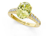 Yellow gold Fancy Yellow Oval  Cut Pavé Band Solitaire Ring with Four-Prong Setting_26