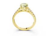 Yellow gold Fancy Yellow Oval  Cut Pavé Band Solitaire Ring with Four-Prong Setting_28