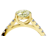 Yellow gold Fancy Yellow Oval  Cut Pavé Band Solitaire Ring with Four-Prong Setting_29