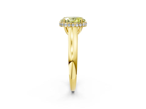 Yellow gold Fancy Yellow Oval Cut Solitaire Diamond Engagement Ring with Four-Prong Setting and Tapered Band_2
