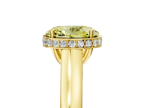 Yellow gold Fancy Yellow Oval Cut Solitaire Diamond Engagement Ring with Four-Prong Setting and Tapered Band_5