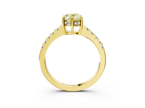 Yellow gold Fancy Yellow Oval Cut Solitaire Diamond Engagement Ring with Pavé Band and Six-Prong Setting_15