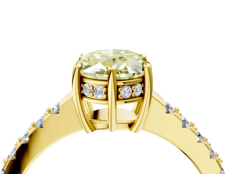 Yellow gold Fancy Yellow Oval Cut Solitaire Diamond Engagement Ring with Pavé Band and Six-Prong Setting_16