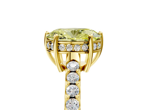 Yellow gold Fancy Yellow Oval Cut Solitaire Diamond Engagement Ring with Pavé Band and Six-Prong Setting_17