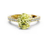 Yellow gold Fancy Yellow Oval  Cut Solitaire Diamond Engagement Ring with Pave Band and Four-Prong Setting_164