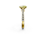 Yellow gold Fancy Yellow Oval  Cut Solitaire Diamond Engagement Ring with Pave Band and Four-Prong Setting_166