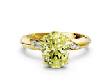 Yellow gold Fancy Yellow Oval Cut Solitaire Diamond Engagement Ring with Twisted Pave Band and Four-Prong Setting_3