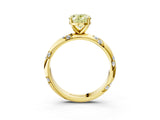 Yellow gold Fancy Yellow Oval Cut Solitaire Diamond Engagement Ring with Twisted Pave Band and Four-Prong Setting_6