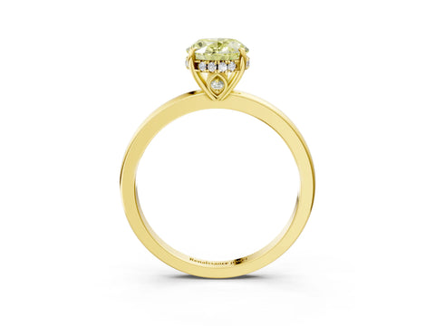 Yellow gold Fancy Yellow Oval Cut Solitaire Diamond Ring with Prong Setting and Plain Band_3