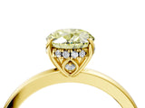 Yellow gold Fancy Yellow Oval Cut Solitaire Diamond Ring with Prong Setting and Plain Band_4