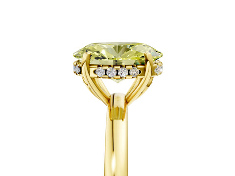Yellow gold Fancy Yellow Oval Cut Solitaire Diamond Ring with Prong Setting and Plain Band_5