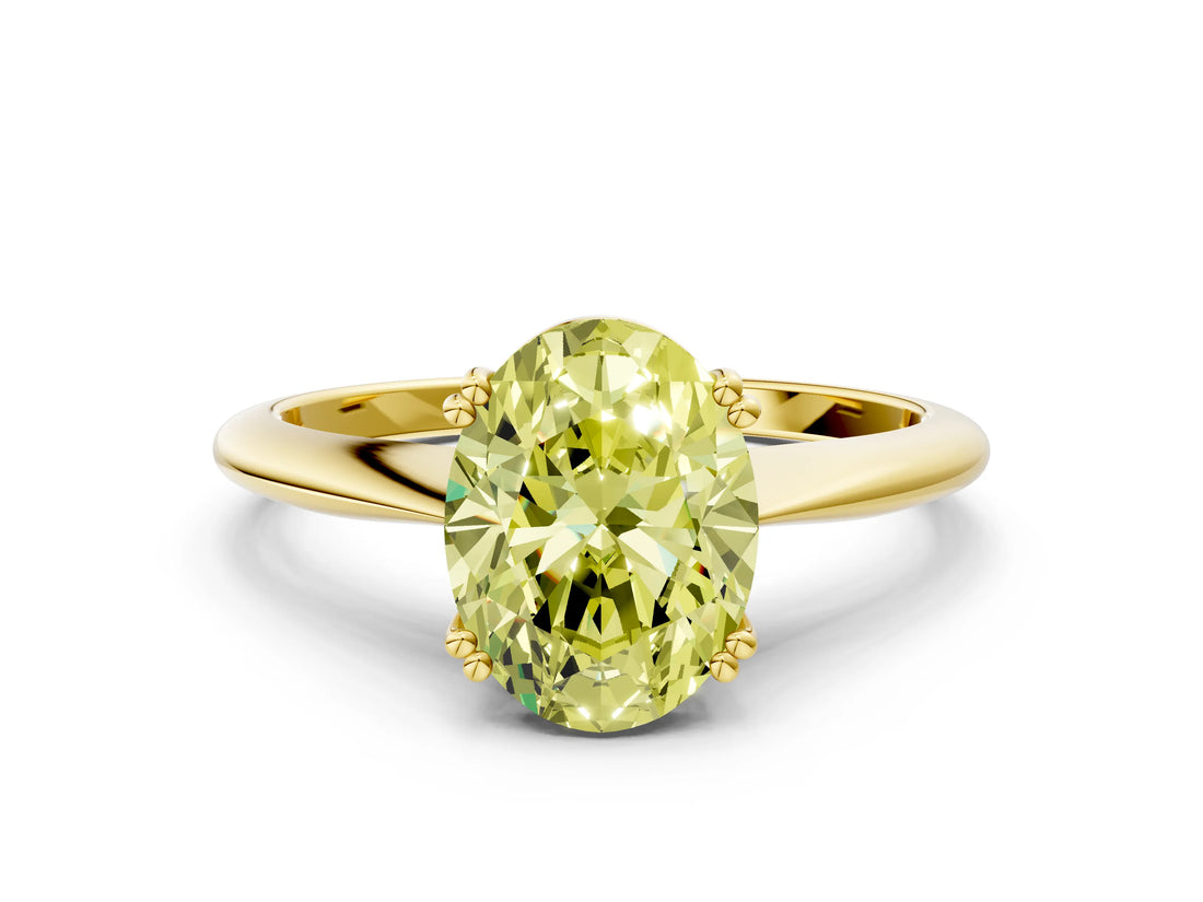 Yellow gold Fancy Yellow Oval Cut Solitaire Diamond Ring with Six-Prong Setting and Classic Band_12