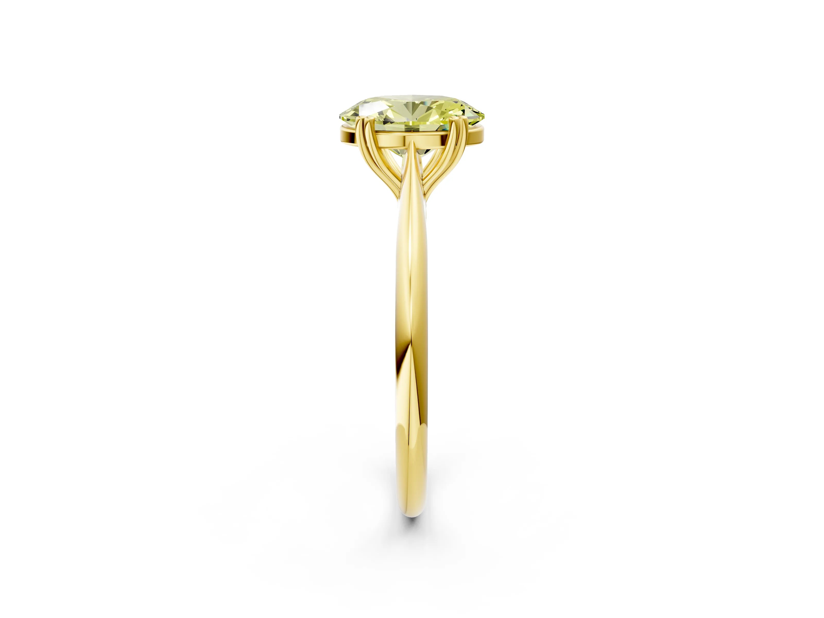 Yellow gold Fancy Yellow Oval Cut Solitaire Diamond Ring with Six-Prong Setting and Classic Band_2