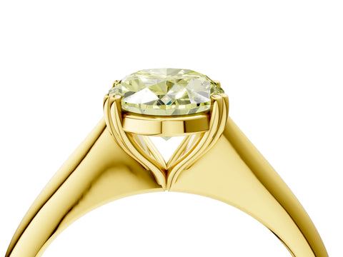 Yellow gold Fancy Yellow Oval Cut Solitaire Diamond Ring with Six-Prong Setting and Classic Band_4
