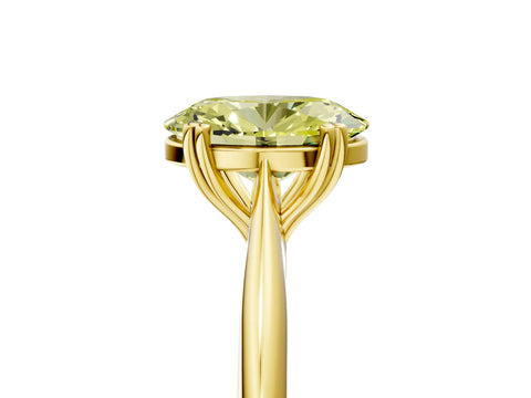 Yellow gold Fancy Yellow Oval Cut Solitaire Diamond Ring with Six-Prong Setting and Classic Band_5
