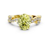 Yellow gold Fancy Yellow Oval  Cut Solitaire Diamond Twisted Band with Pave Setting_47