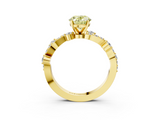 Yellow gold Fancy Yellow Oval  Cut Solitaire Diamond Twisted Band with Pave Setting_50