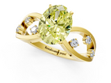 Yellow gold Fancy Yellow Oval  Cut Solitaire Diamond with Side Stones on Criss-Cross Band and Four-Prong Setting_4