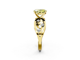 Yellow gold Fancy Yellow Oval  Cut Solitaire Diamond with Side Stones on Criss-Cross Band and Four-Prong Setting_5