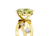 Yellow gold Fancy Yellow Oval  Cut Solitaire Diamond with Side Stones on Criss-Cross Band and Four-Prong Setting_8
