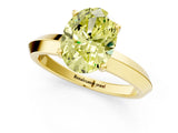 Yellow gold Fancy Yellow Oval  Cut Solitaire Engagement Ring with Flat Band and Four-Prong Setting 1