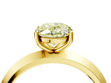 Yellow gold Fancy Yellow Oval  Cut Solitaire Engagement Ring with Flat Band and Four-Prong Setting 4