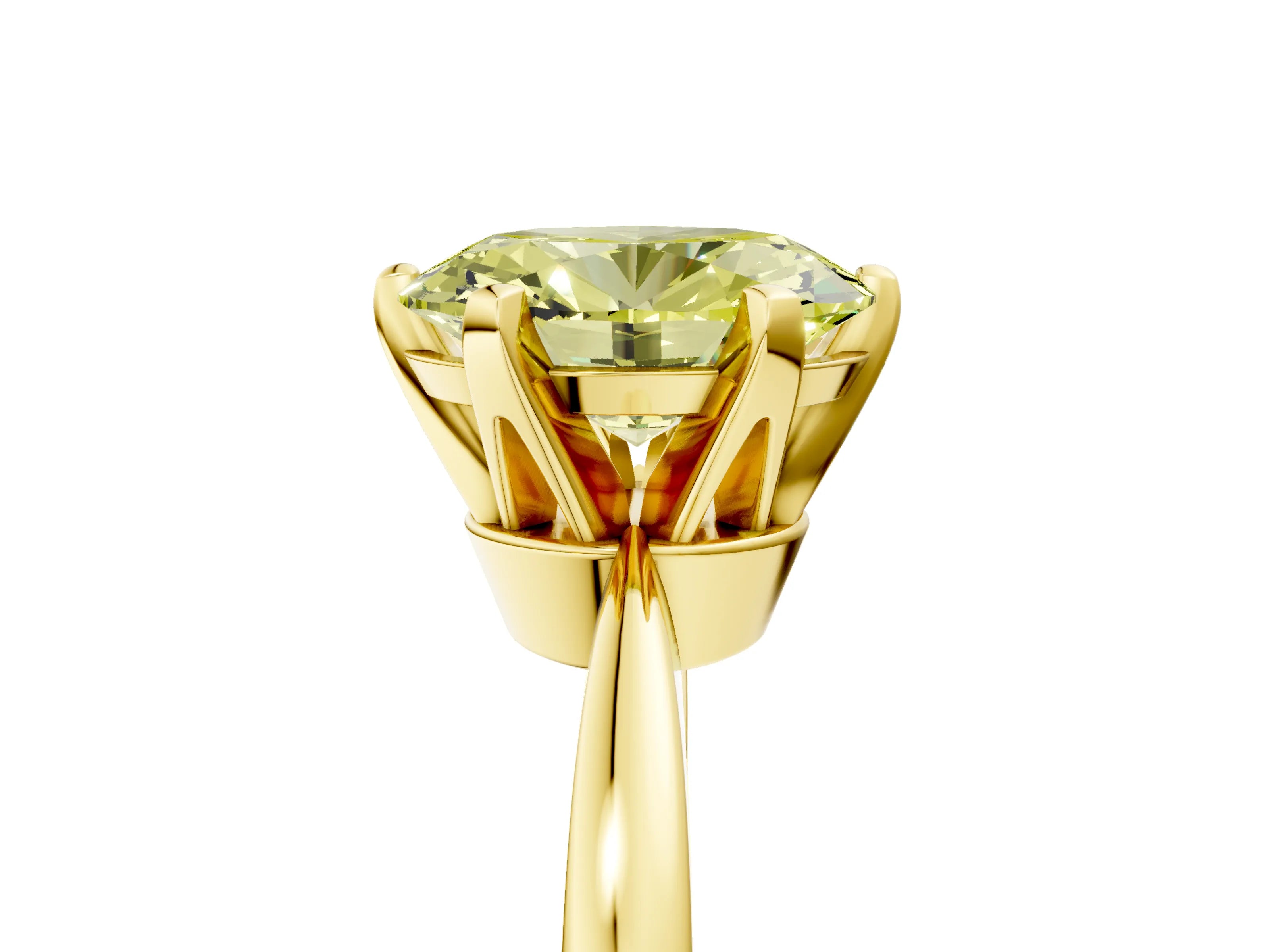 Yellow gold Fancy Yellow Oval Cut Solitaire Engagement Ring with Six-Prong Setting and Tapered Band_5