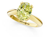 Yellow gold Fancy Yellow Oval  Cut Solitaire Engagement Ring with Tapered Band and Four-Prong Setting 1