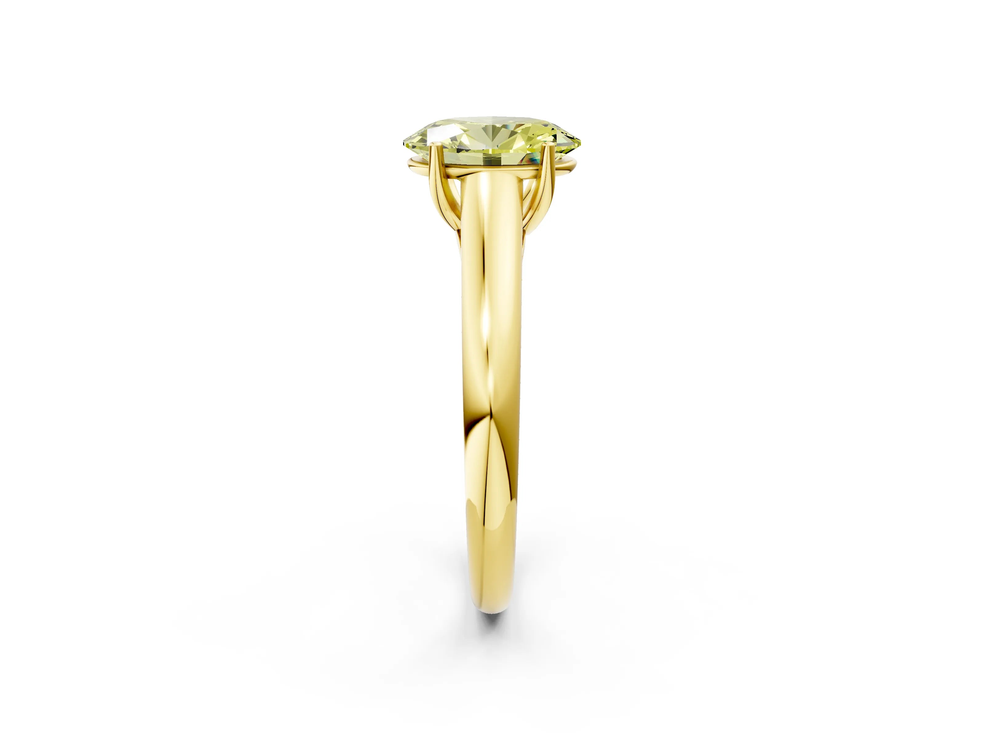 Yellow gold Fancy Yellow Oval Cut Solitaire Engagement Ring with Tapered Band and Four-Prong Setting_17