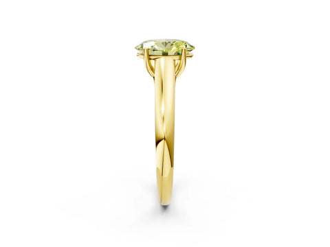 Yellow gold Fancy Yellow Oval Cut Solitaire Engagement Ring with Tapered Band and Four-Prong Setting_17